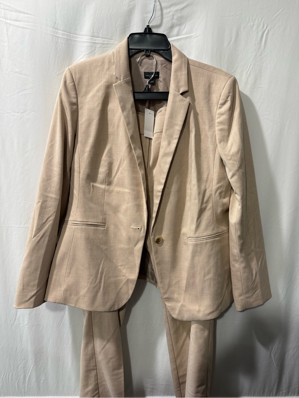 Ann Taylor Beige Single-Button Tailored Blazer Set